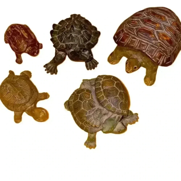 Five Miniature Turtles Collection Some Wooden Some Stone All Very Cute 🐢🐢 - Picture 4 of 16